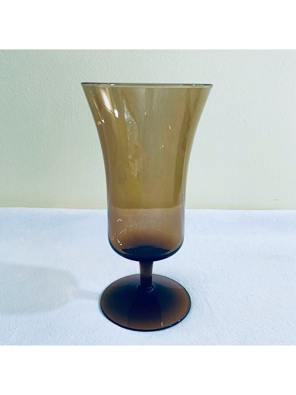Vtg Seville Brown by Seneca Iced Tea Glass Blown Glass Water Goblet USA